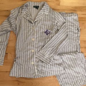 Ralph Lauren striped like-satin pajama set